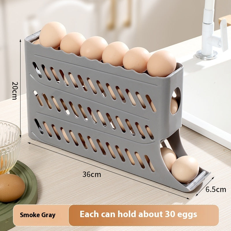 Egg Storage Box Refrigerator Side Door Food Grade Rack Automatic Rolling Fresh-keeping