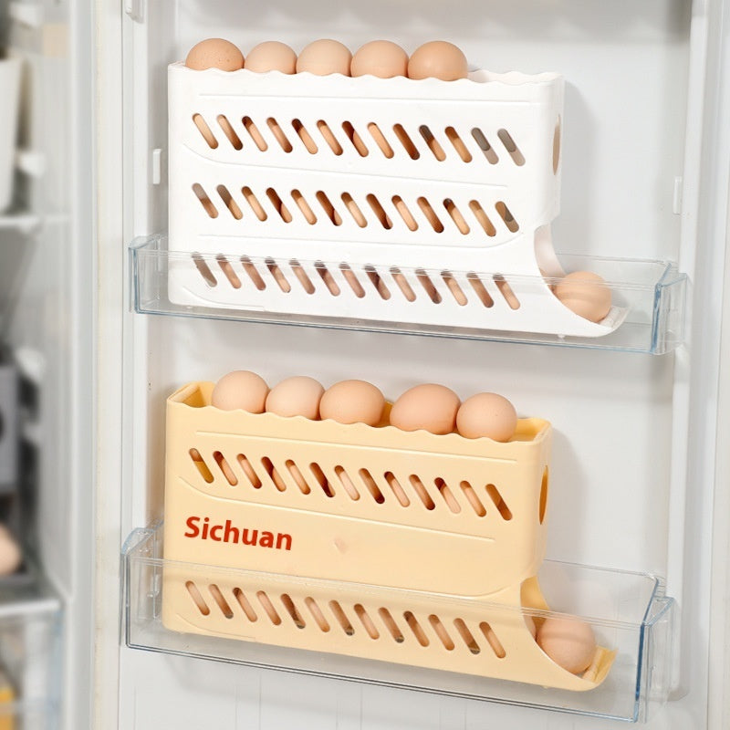 Egg Storage Box Refrigerator Side Door Food Grade Rack Automatic Rolling Fresh-keeping