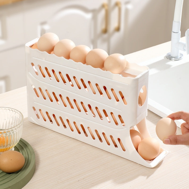 Egg Storage Box Refrigerator Side Door Food Grade Rack Automatic Rolling Fresh-keeping