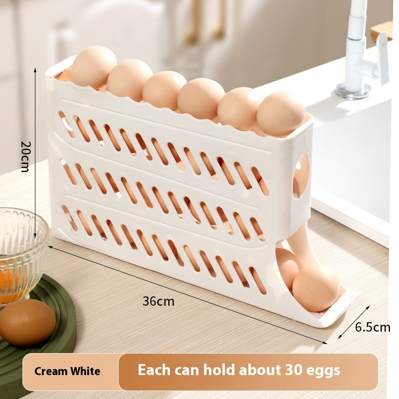 Egg Storage Box Refrigerator Side Door Food Grade Rack Automatic Rolling Fresh-keeping