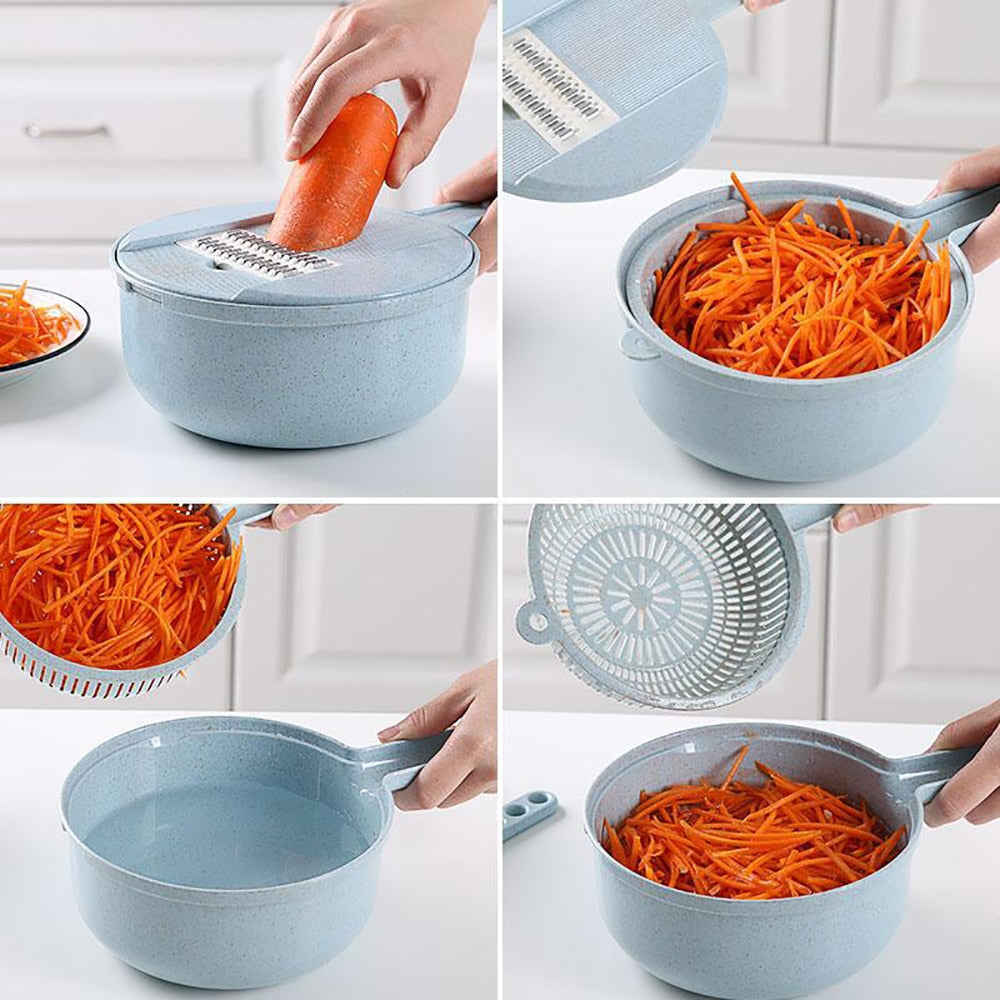 All-in-One 8-in-1 Vegetable Slicer with Strainer & Peeler