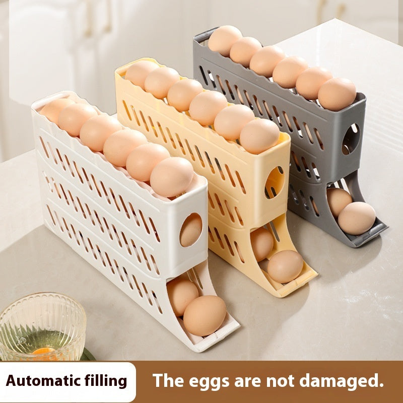 Egg Storage Box Refrigerator Side Door Food Grade Rack Automatic Rolling Fresh-keeping
